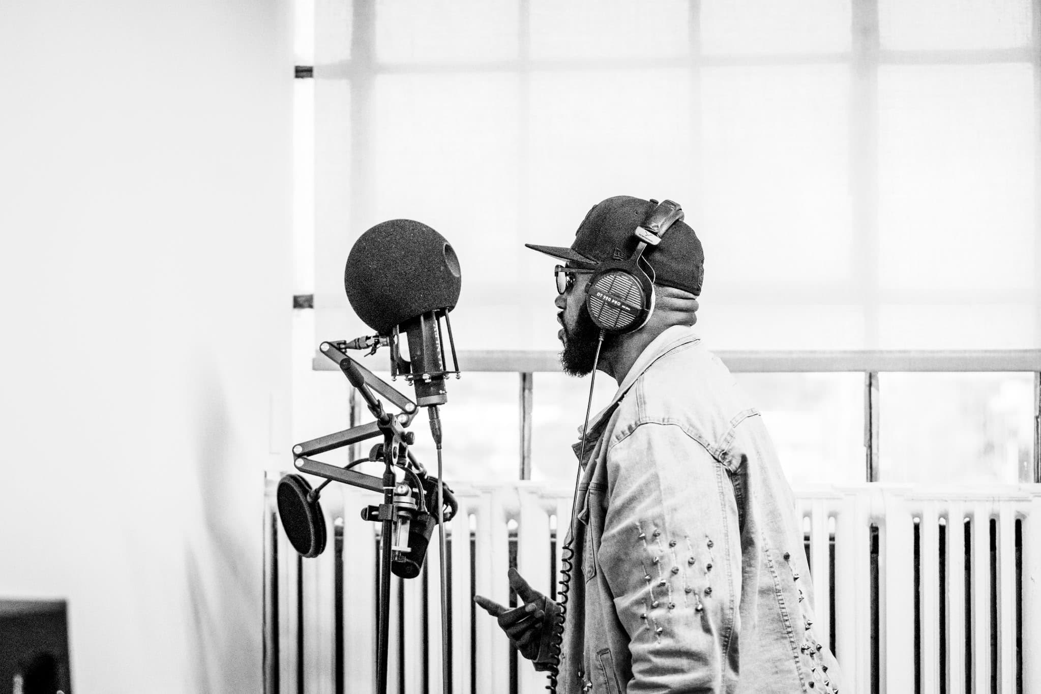 Mike the Chosen recording in the studio